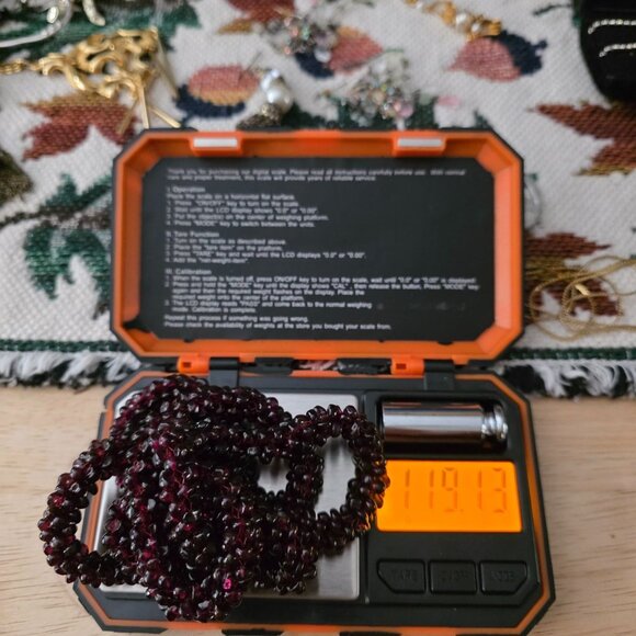 Black Cherry Garnet Beaded Long Necklace 30" 119 Grams - Picture 12 of 15